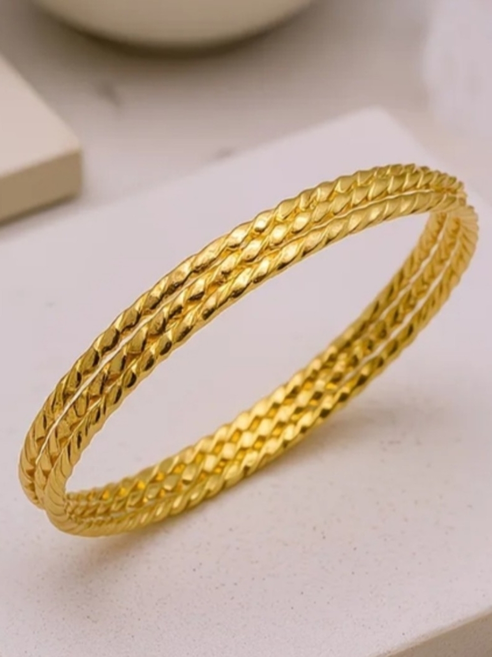 Twisted Gold Bangle Bracelets